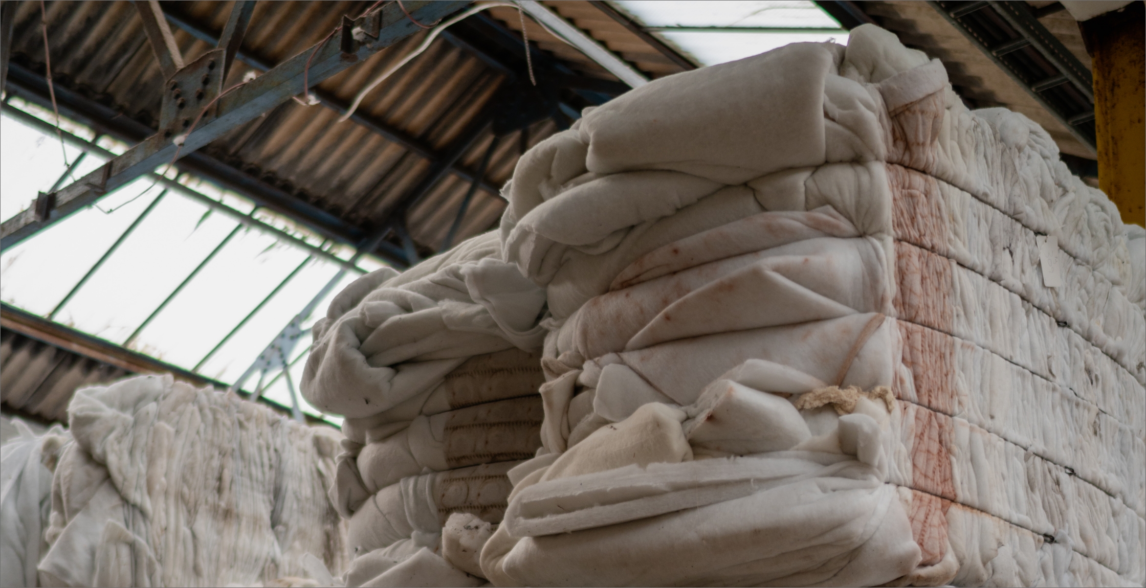 Pile of recycled mattresses